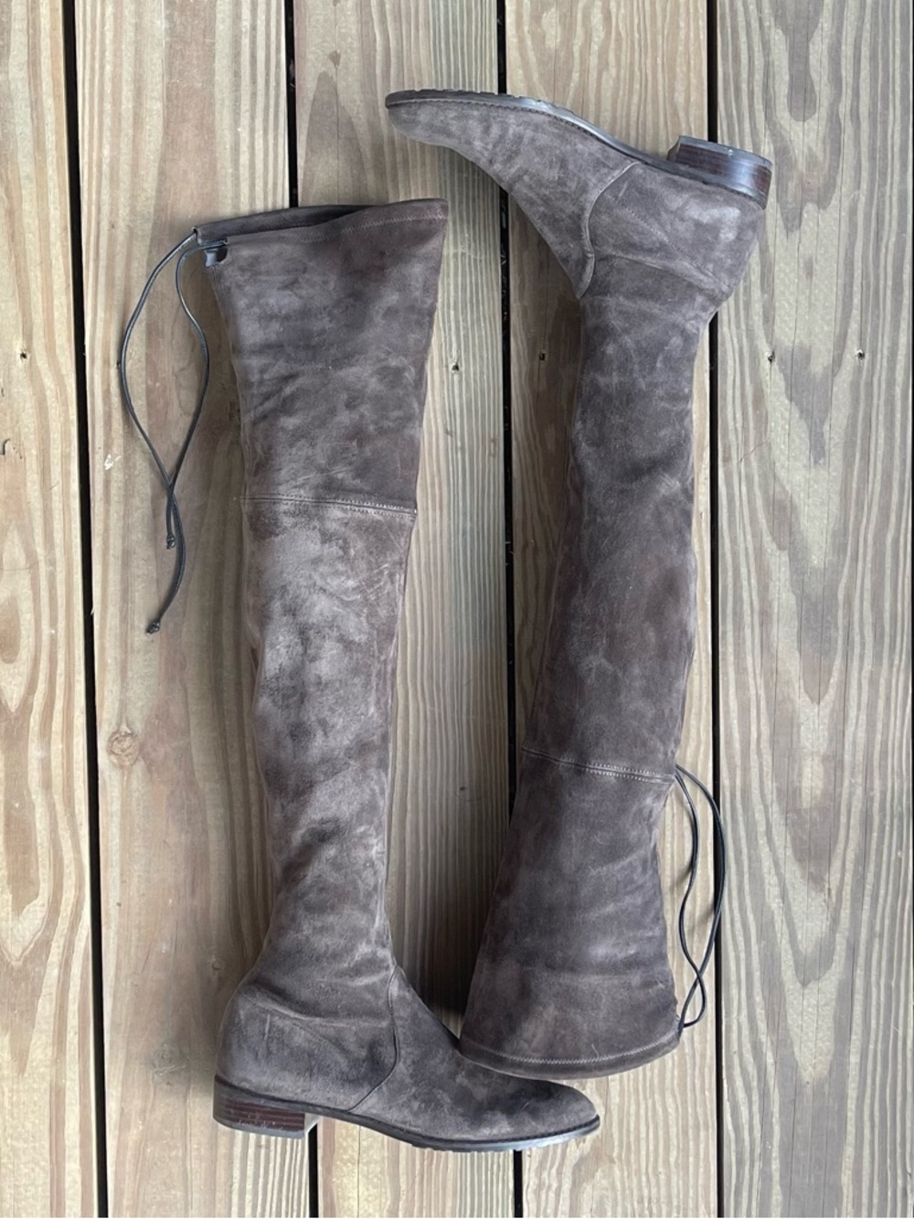 Stuart Weitzman Lowland Over the Knee Grey Suede Boots